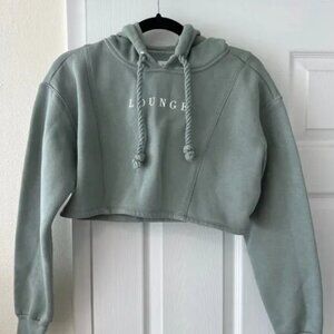Lounge Cropped Sage Green Hoodie,  Size Extra Small